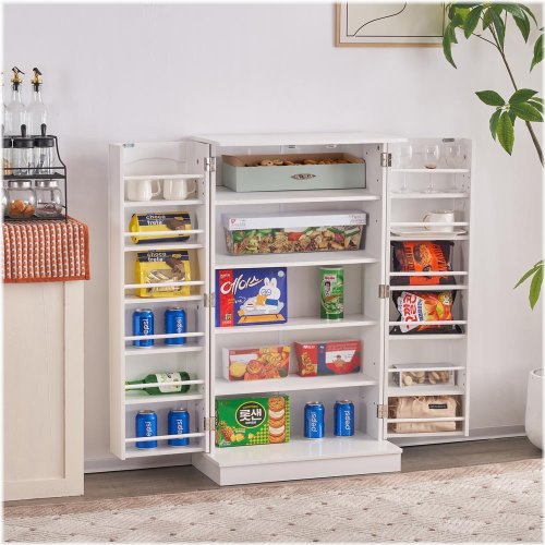 White Adjustable Pantry Storage Cabinet
