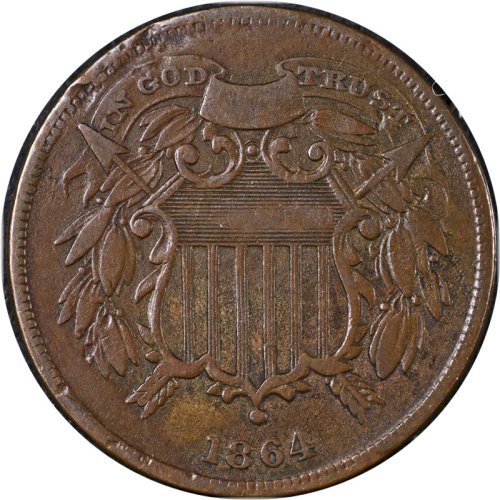 Small Motto 1864 Two Cent Piece