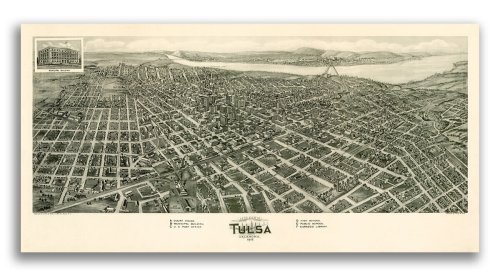 Tulsa's Historical Panoramic Map (1918) - 18x36