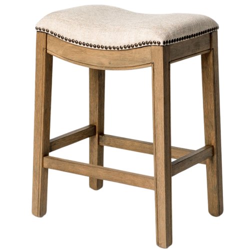 Nailhead Lane Fabric Saddle Stool, 25.7" High (Open Box)