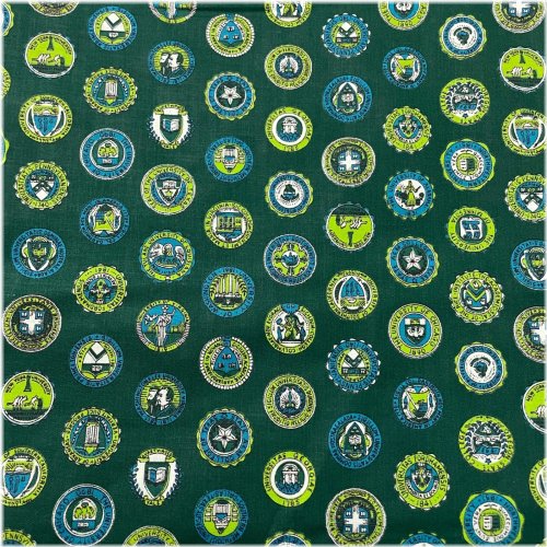 Vintage Cotton Crest Emblem Fabric - 2 Yards in Green