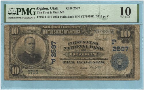 First Utah National $10 Banknote, 1902-PB Ch#2597 - PMG 10