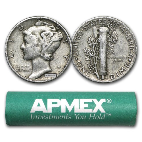 Vintage Silver Dime Roll - 50 Coins in Average Circulation