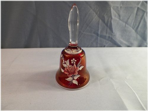 Rose Flashed Stained Glass Bell