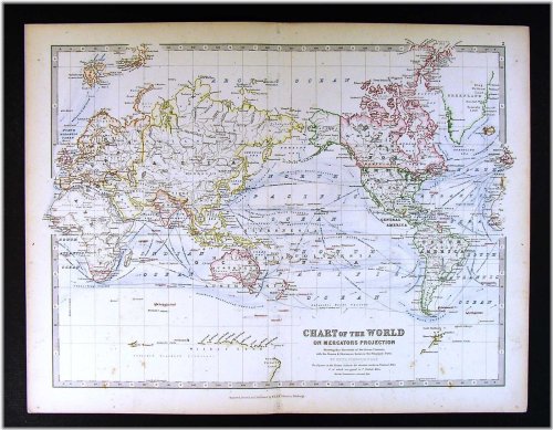 Steamboat Routes & Ocean Currents Map from 1883 Johnston Royal Atlas