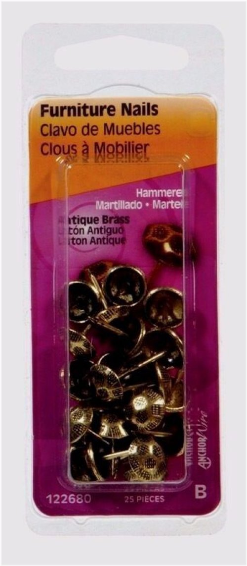 Antique Brass Furniture Tacks by HILLMAN - Set of 25 Pieces (Size #9)