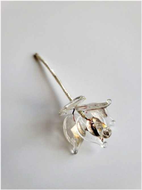 Silver Rose Murano Speckled Handcrafted Paperweight