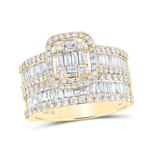 Golden Baguette Diamond Bridal Ring Set