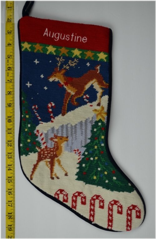 Needlepoint Reindeer Monogrammed Stocking