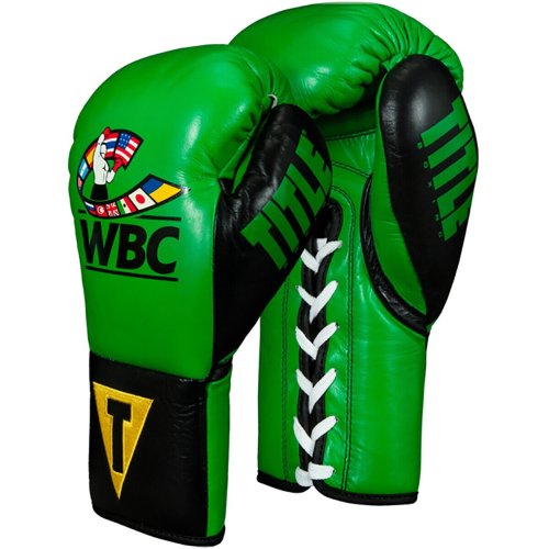 Green/Black Leather Lace Up Boxing Gloves