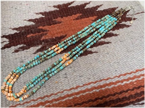 Turquoise and Spiny Oyster Heishi Necklace