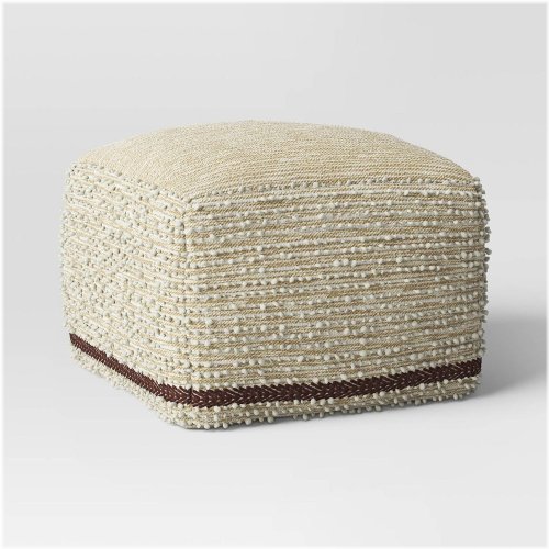 Cream Boucle Square Pouf by Threshold