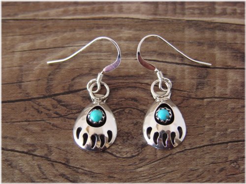 Southwest Turquoise Bear Paw Earrings by Leta Parker