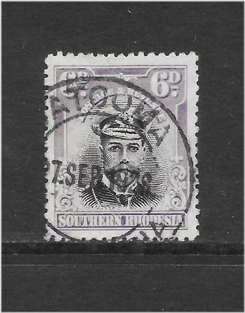Rhodesia 1924 King George V 6p Lilac & Black Stamp
