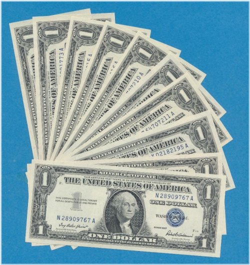 Silver Gem Lot - 10x $1.00 1957 Certificates