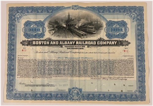 Boston & Albany Railroad Company Bond Stock Certificate