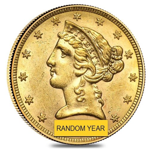 Historic American Gold Coin - $5 Liberty Head AU (Random Year)