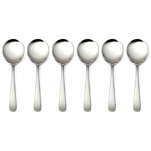 Stainless Steel Round Bouillon Spoons (Set of 6)