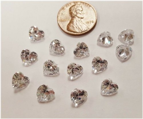 Vintage Heart-Shaped Cubic Zirconia Crystals