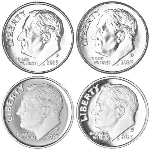 Roosevelt Dime Year Set - Silver & Clad Proof BU 4 Coin Lot