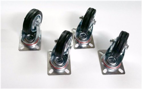 Rubber-Topped Swivel Casters with Heavy-Duty Bearings (4-Pack)