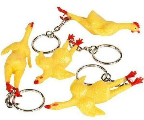 Rubber Stretch Chicken Keychain Pack