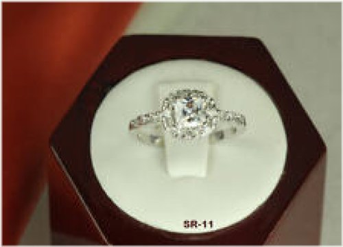 Princess Cut Halo CZ Sterling Silver Ring Set