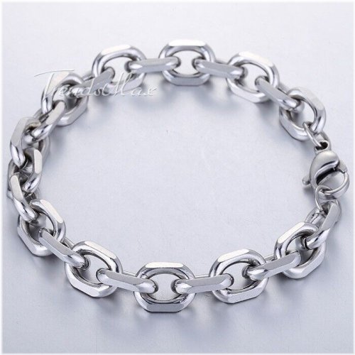 Silver Oval Cable Link Bracelet