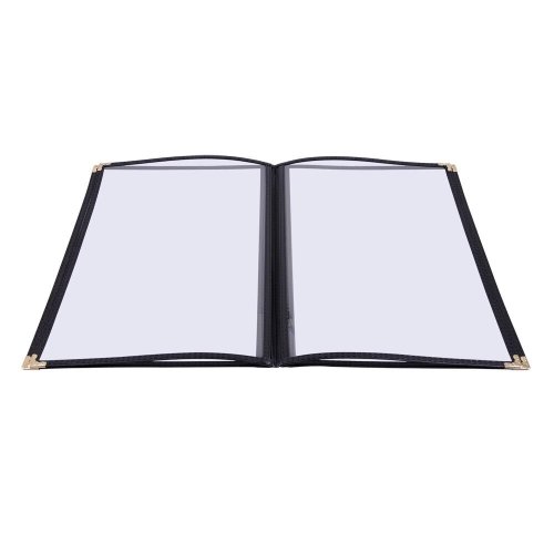 Black Double-Fold Menu Cover with 4 Views for 8.5x14 Pages