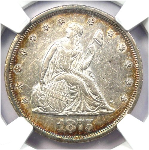 1875-P NGC AU Details Rare Date Twenty Cent Coin