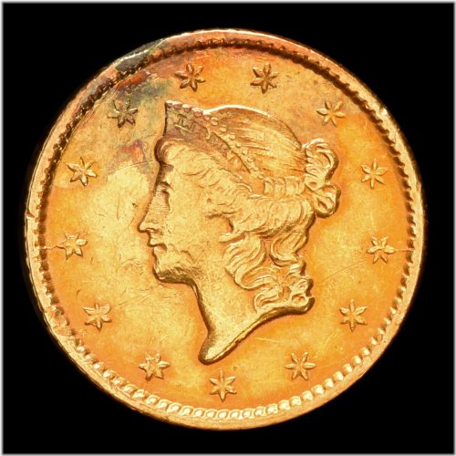 1853 Type 1 Gold Dollar Coin - Almost Uncirculated