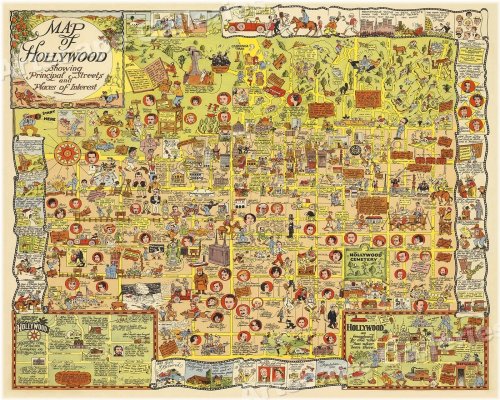 Hollywood's Past Unfolded: A 1928 Map of Landmarks and Locations