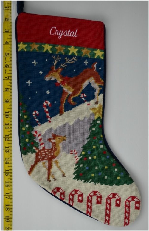 Festive Reindeer Needlepoint Stocking