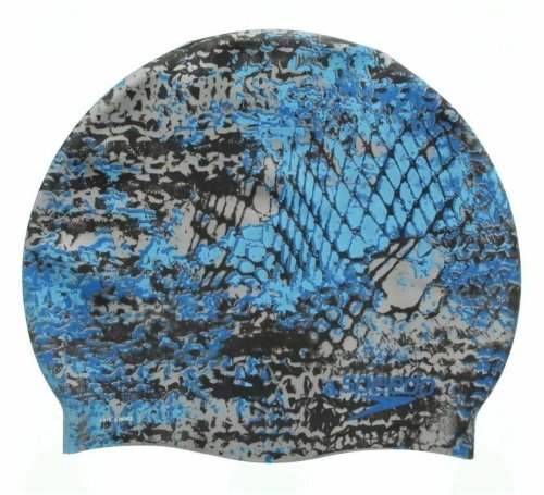 Electric Blue Net Effect Silicone Swim Cap