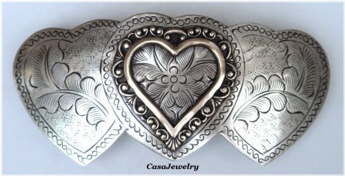 Thai Hill Tribe Triple Heart Hair Clip