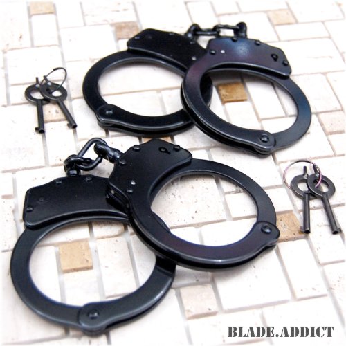 Black Steel Restraints with Double Lock and Keys