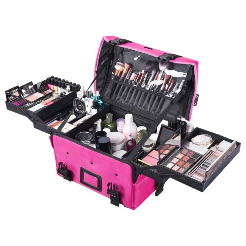 Pink Beauty Organizer: Soft-Sided Makeup Train Case