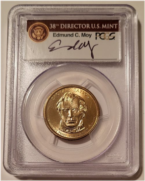 Zachary Taylor Presidential Dollar Missing Lettering Error MS66 Moy