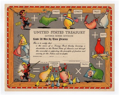 Vintage Treasury Savings Bond Certificate featuring Li'l Abner character design