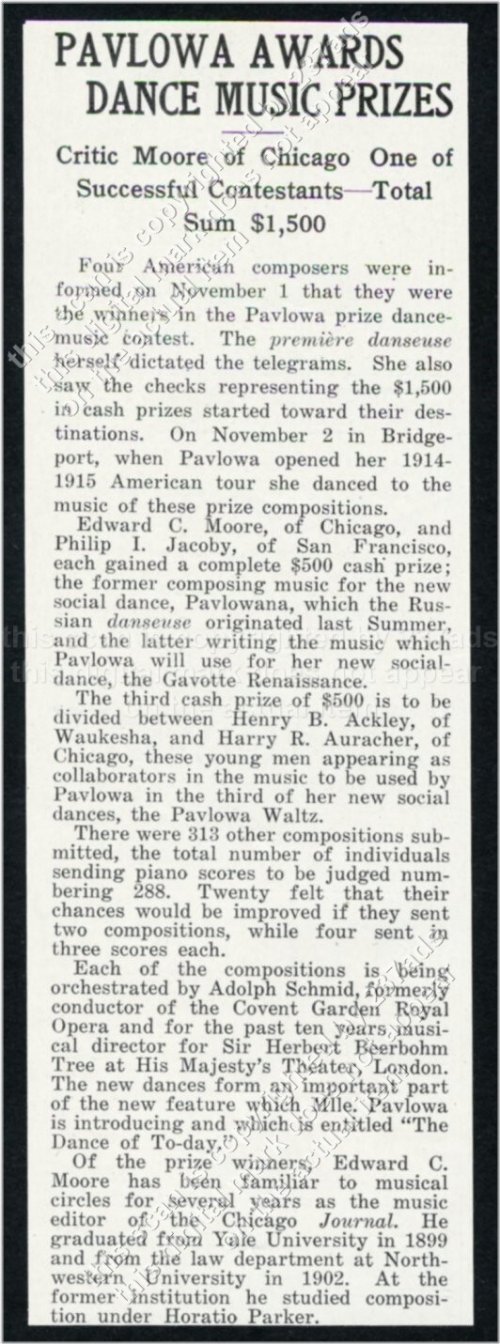 Graceful Echoes: A Glimpse into Anna Pavlova's 1914 Dance Music Contest in Chicago