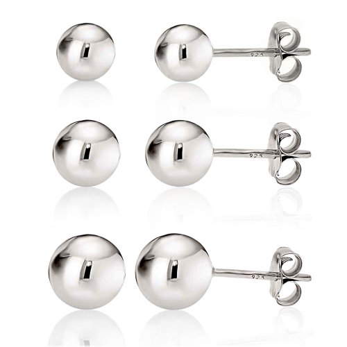 Silver Sphere Trio Earring Set
