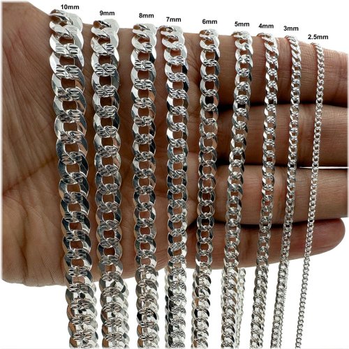 Silver Diamond Cut Cuban Curb Chain