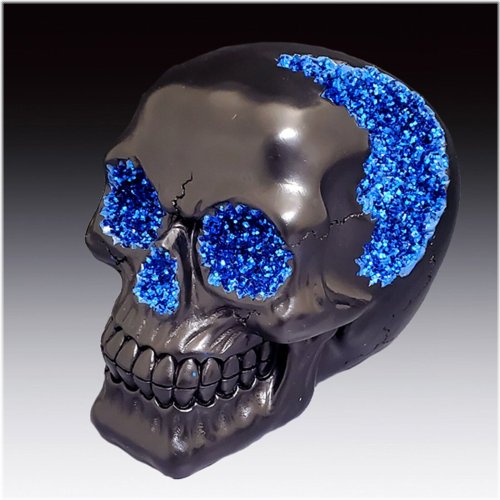 Blue Geode Skull Figurine