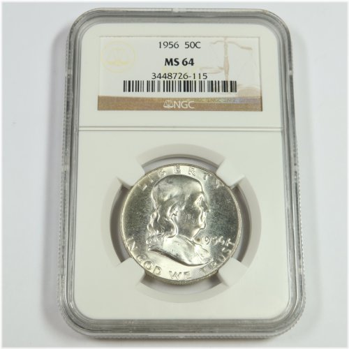 1956 Silver Ben Franklin Half Dollar - NGC MS64