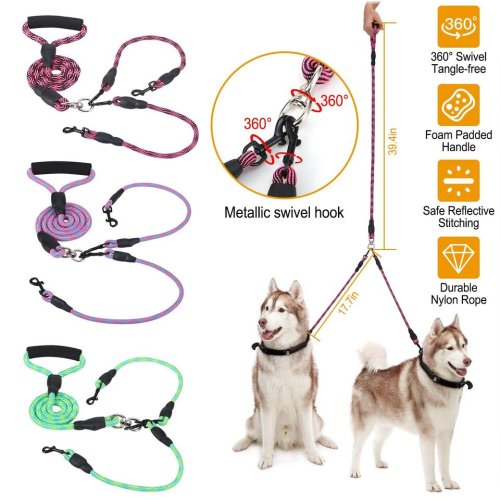 Twist-Free Double Dog Leash