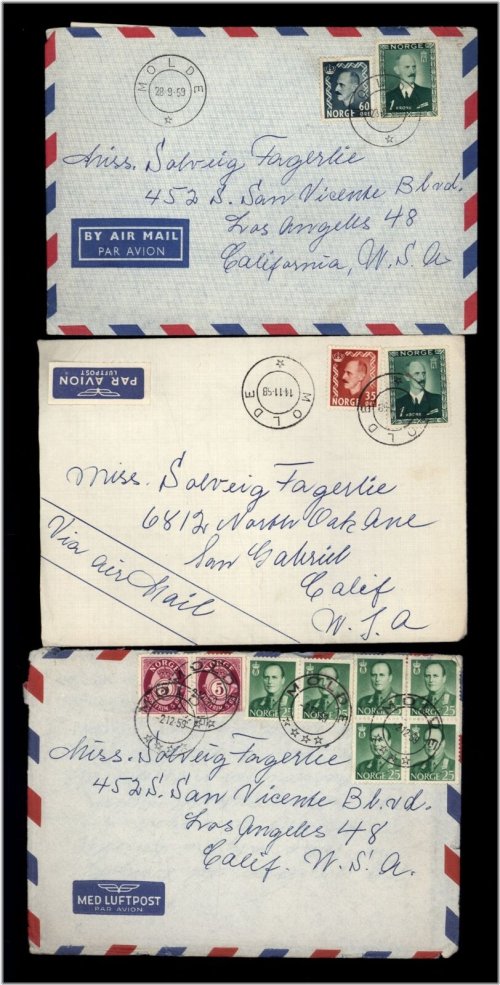 Molde to Los Angeles Airmail Correspondence Set