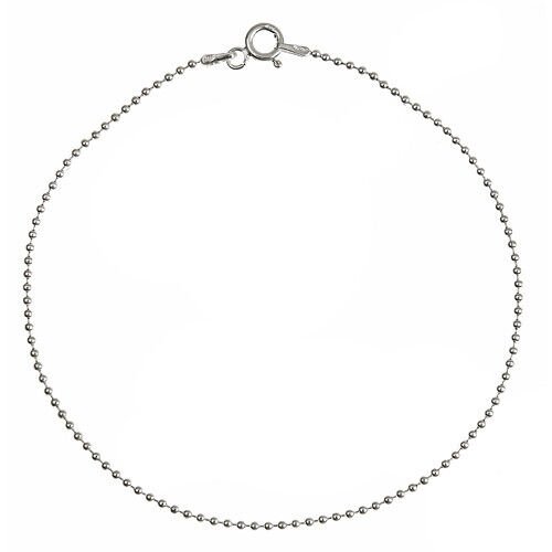 Polished Ball Bead Chain Anklet in Solid Sterling Silver