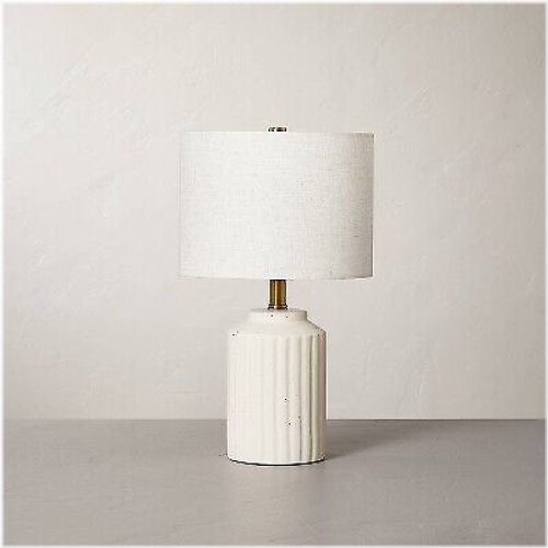 Cream Ceramic Fluted Table Lamp