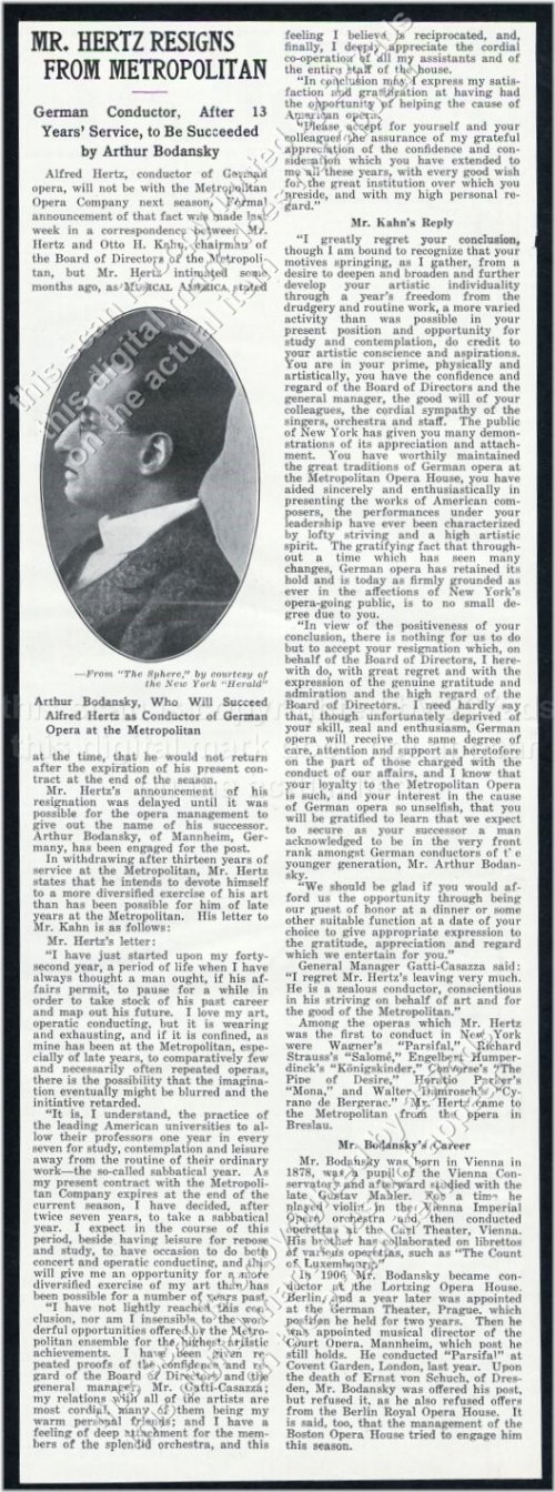 Vintage Article on Met Opera Resignation Letters