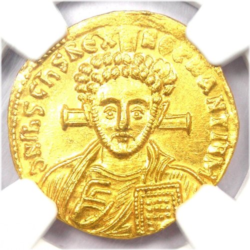 Justinian II Gold Solidus 705 AD - NGC MS (UNC)